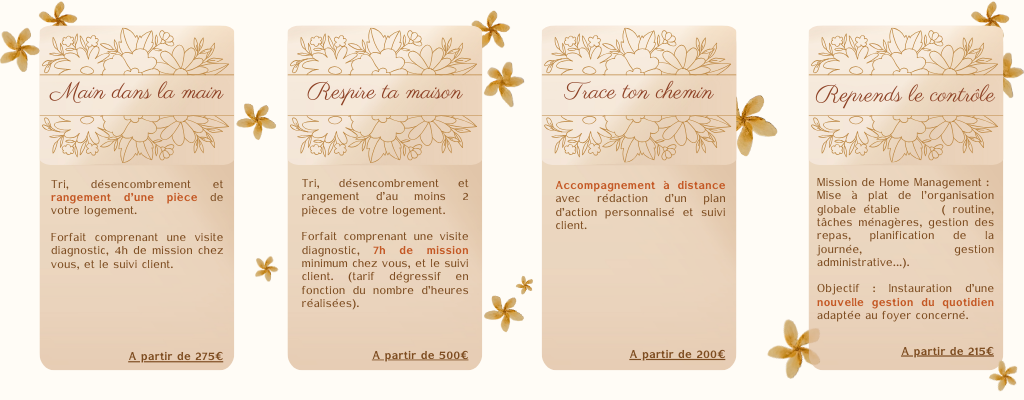MES ACCOMPAGNEMENTS ET LES TARIFS